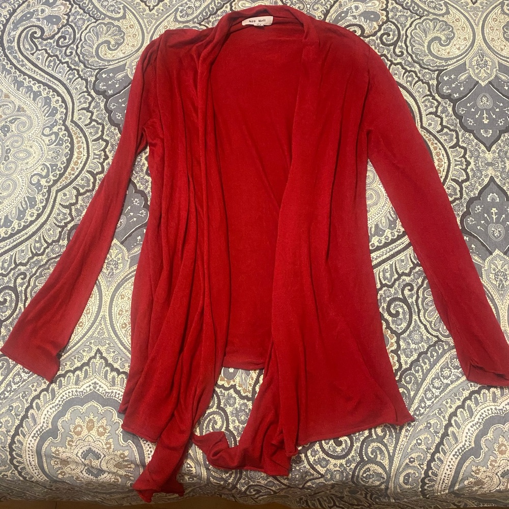 Meo Meli Red cherry open front cardigan